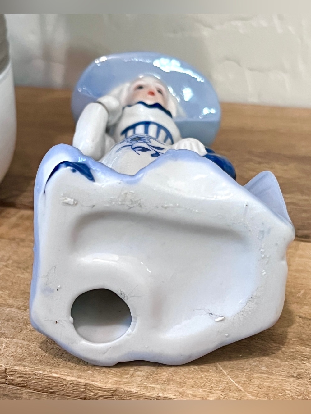 Vtg Porcelain Southern Belle Lady 6” Figurine Blue White Gold Victorian Decor - Picture 5 of 5